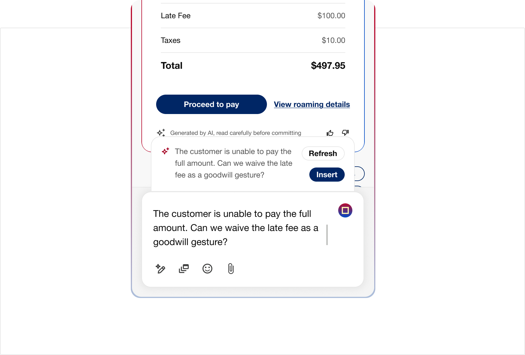 Chat input field rebuilt to hold attachments, suggested replies, and multiline text