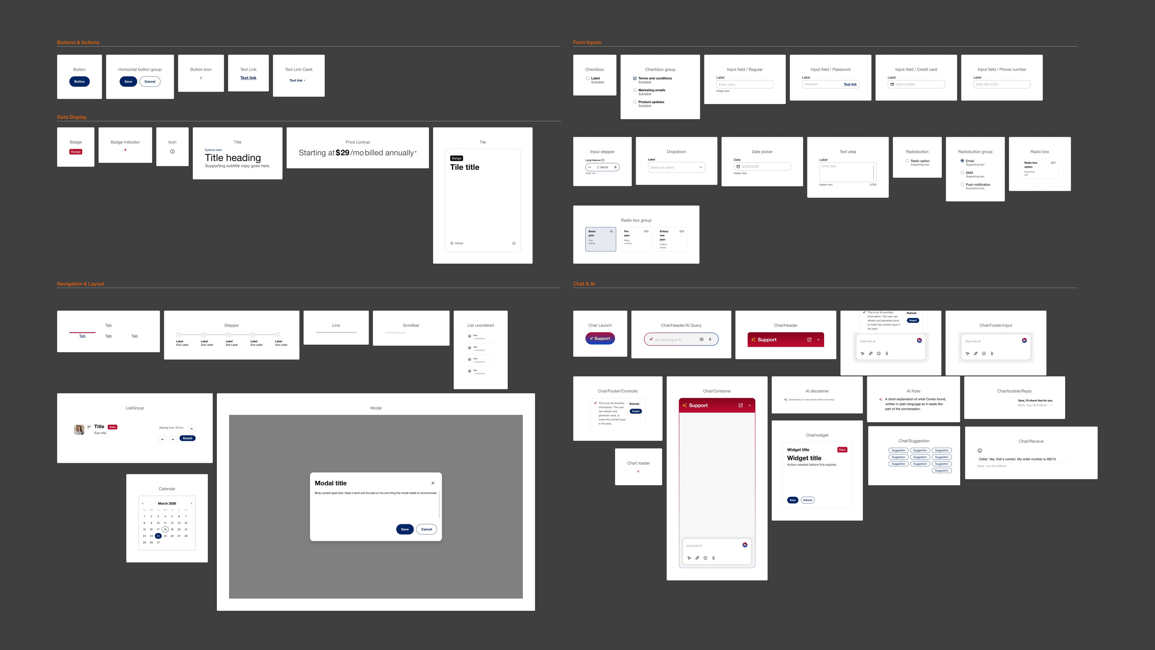 American Networks Design System component sticker sheet